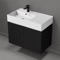 Black Bathroom Vanity, Floating, Modern, 32